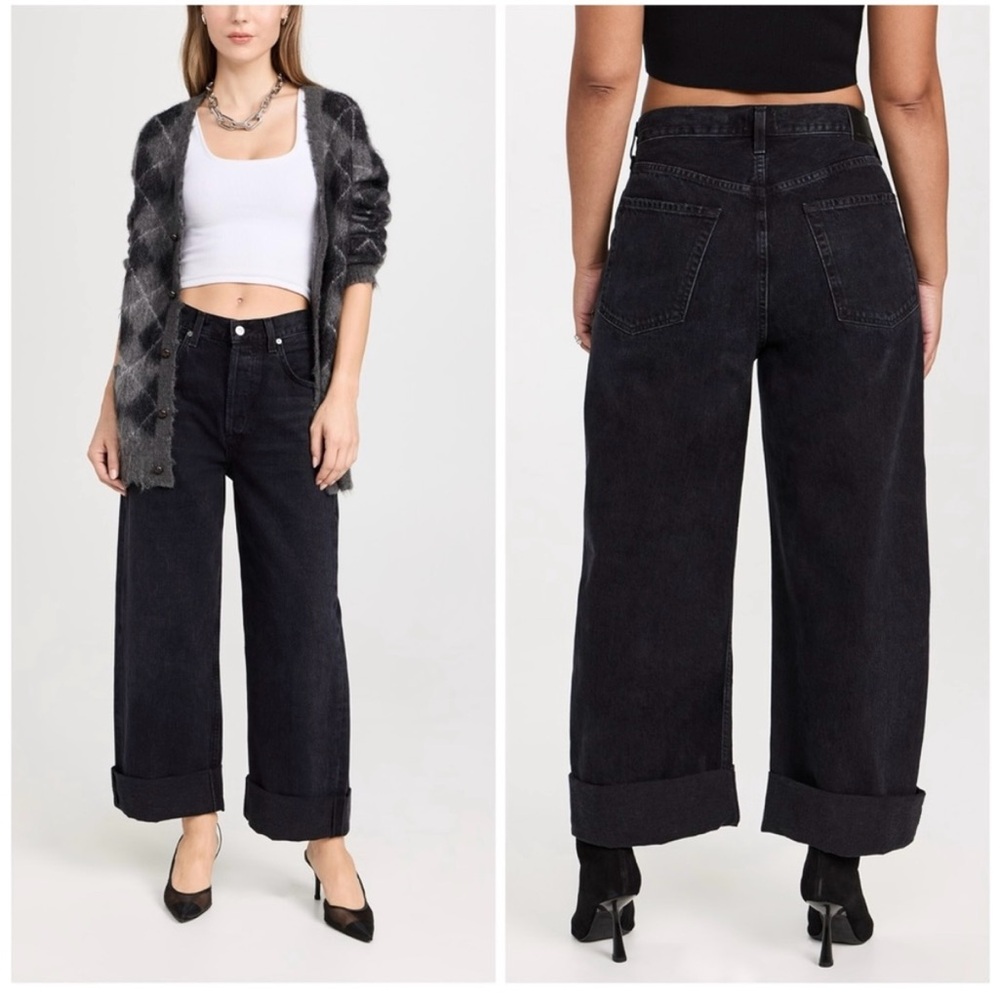 Citizens Of Humanity Black Wide Leg Flare Jeans